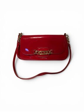 Aldo Red Patent Shoulder Bag with Gold Chain Detail